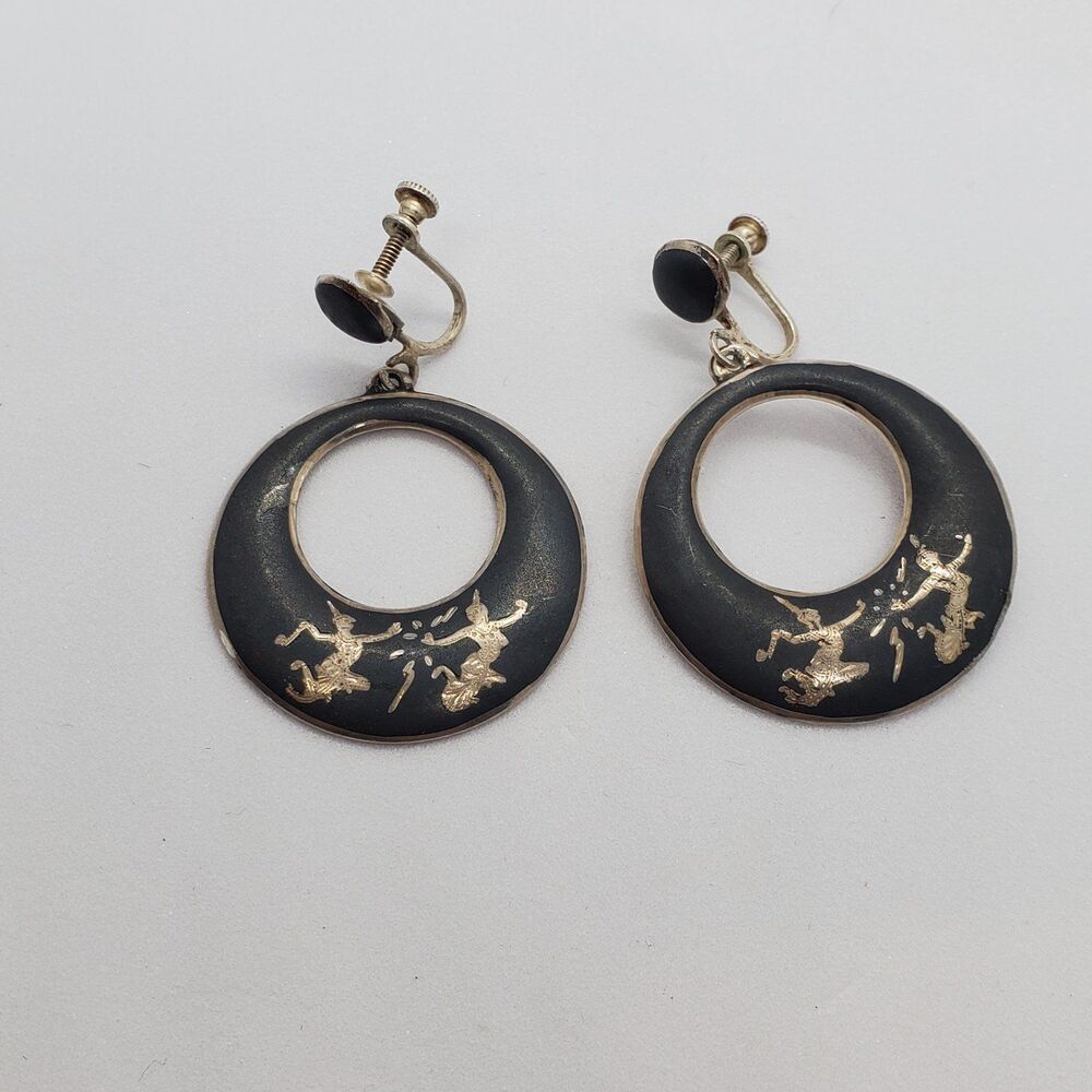 Sterling Silver Siam Twist Back Dangle Earrings